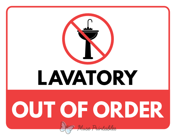 Lavatory Out of Order Sign