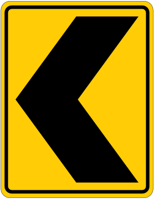 Left Chevron Road Sign