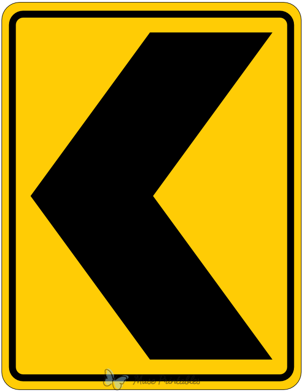 Printable Left Chevron Road Sign