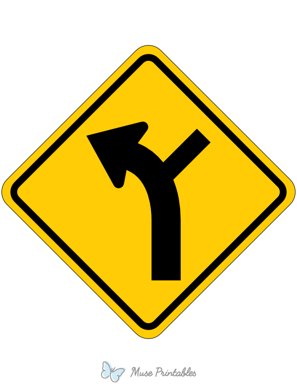 Left Curve with Side Road Sign