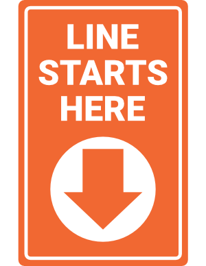 Line Starts Here Down Arrow Sign