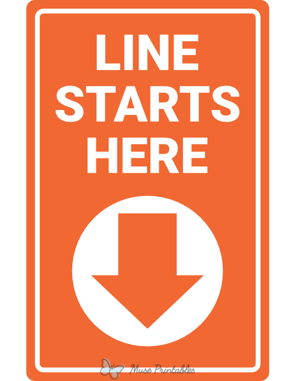 Line Starts Here Down Arrow Sign