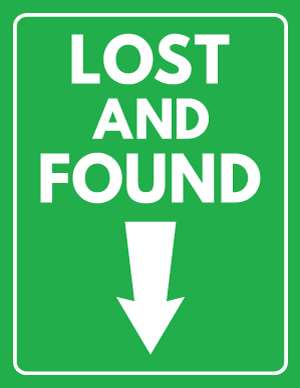 Lost and Found Down Arrow Sign