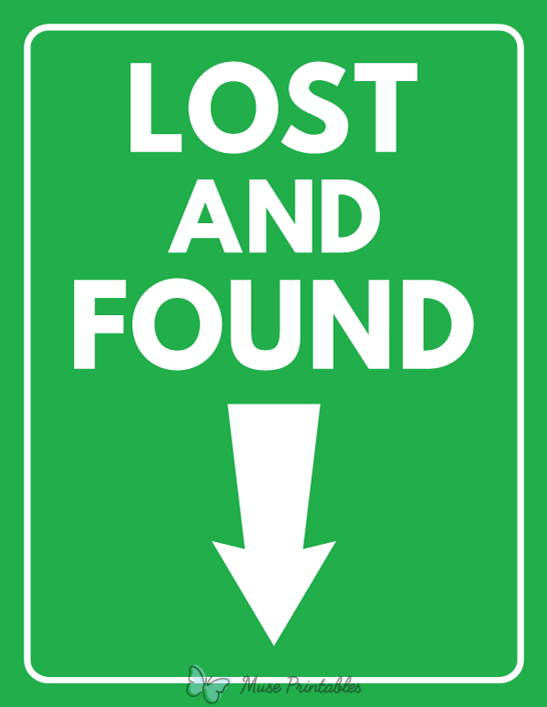 Lost and Found Down Arrow Sign