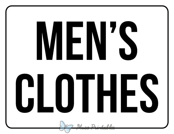 Printable Men's Clothes Yard Sale Sign
