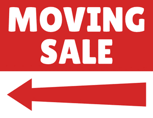 Moving Sale Left Arrow Sign