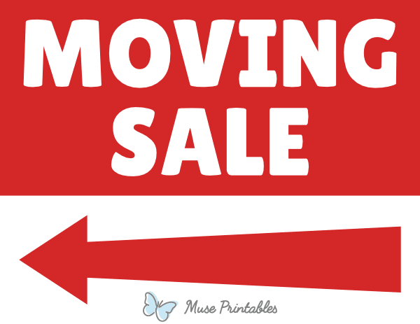 Moving Sale Left Arrow Sign
