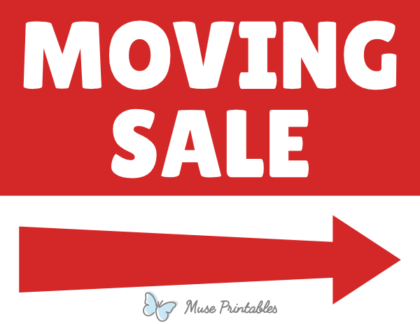 Moving Sale Right Arrow Sign