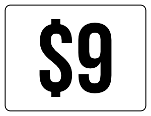 Nine Dollars Yard Sale Sign