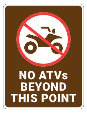 No Atvs Beyond This Point Campground Sign