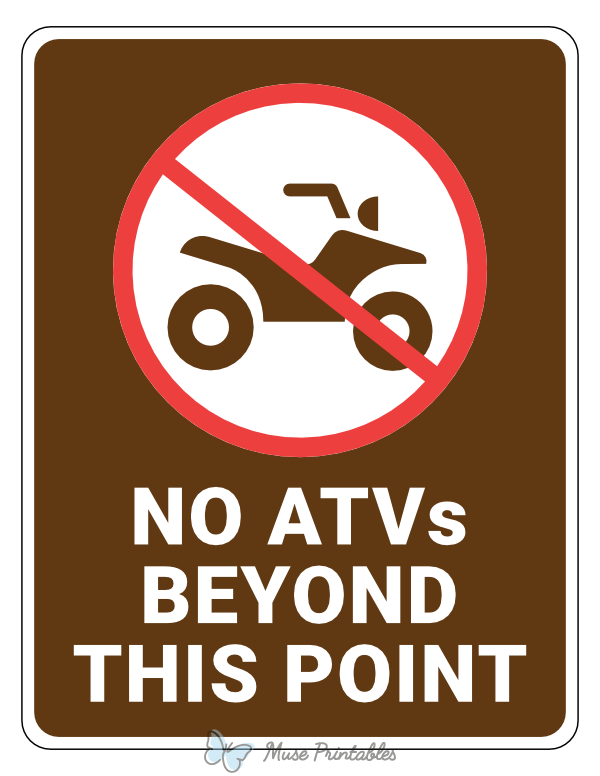 No Atvs Beyond This Point Campground Sign