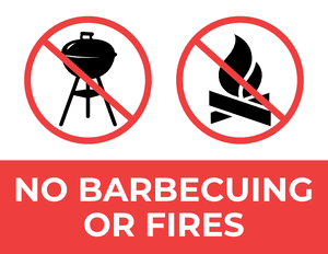 No Barbecuing or Fires Sign