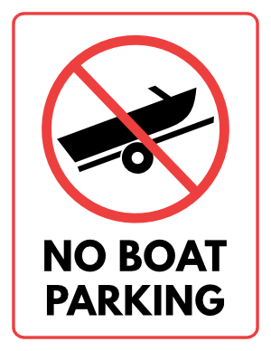 No Boat Parking Sign