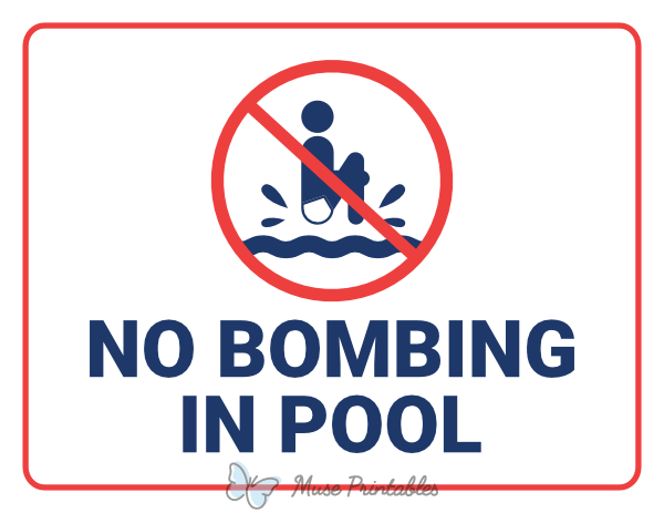 No Bombing In Pool Sign
