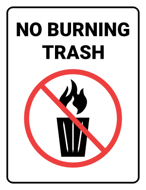 No Burning Trash Sign