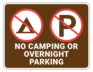 No Camping Or Overnight Parking Campground Sign