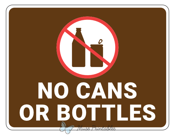 No Cans Or Bottles Campground Sign