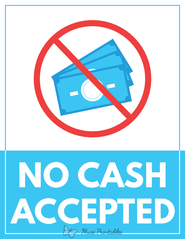No Cash Accepted Sign