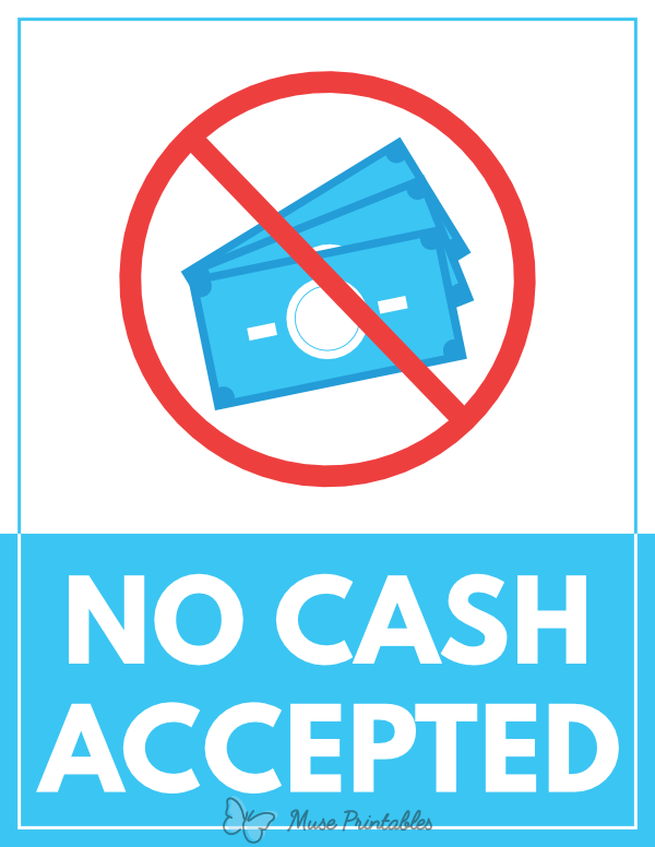 Printable No Cash Accepted Sign