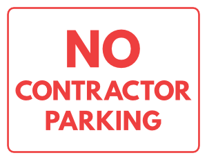 No Contractor Parking Sign