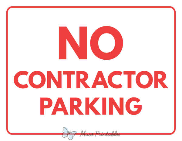 No Contractor Parking Sign
