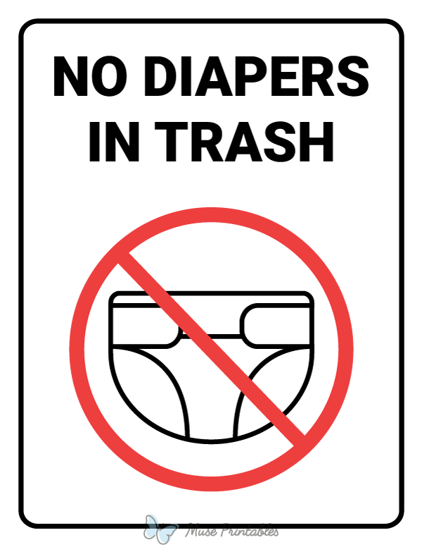 No Diapers In Trash Sign