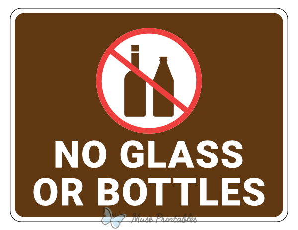 No Glass Or Bottles Campground Sign