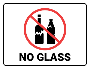 No Glass Sign
