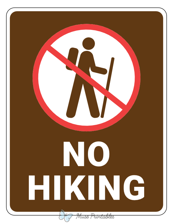 No Hiking Campground Sign