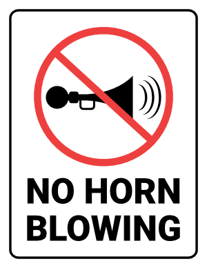 No Horn Blowing Sign