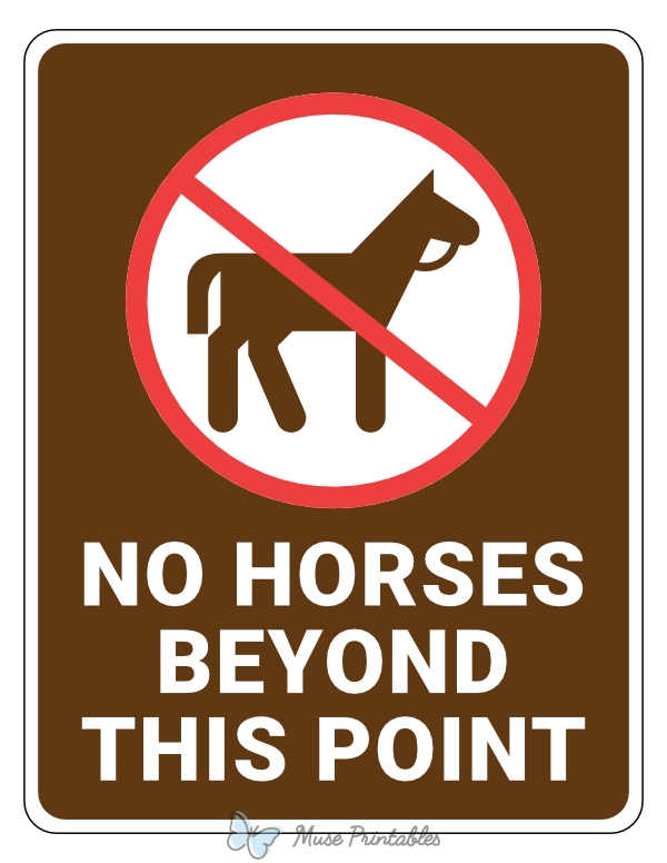 No Horses Beyond This Point Campground Sign