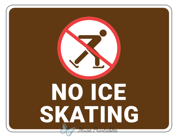 No Ice Skating Campground Sign