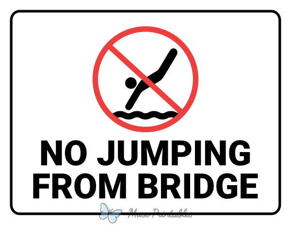 No Jumping From Bridge Sign