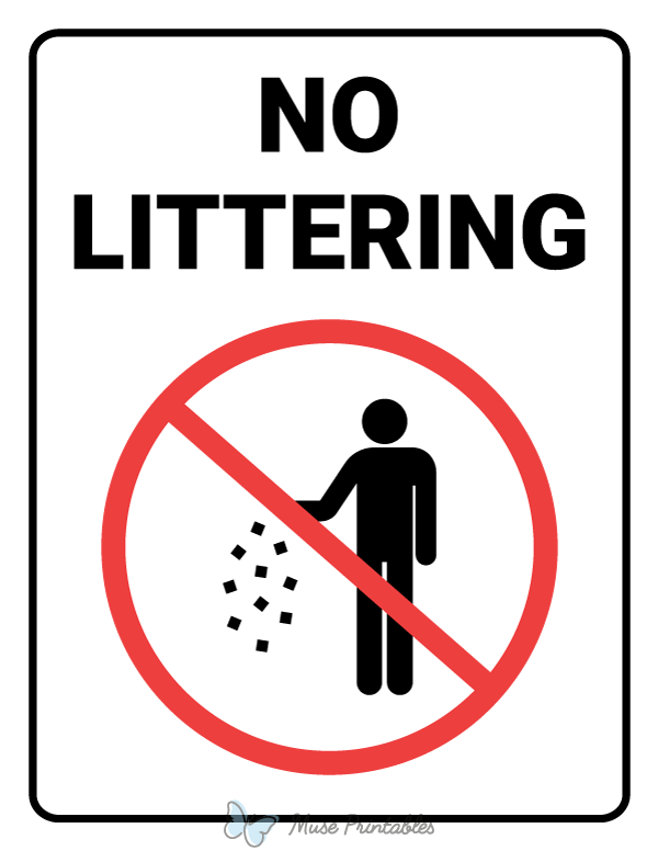 Printable No Littering Sign