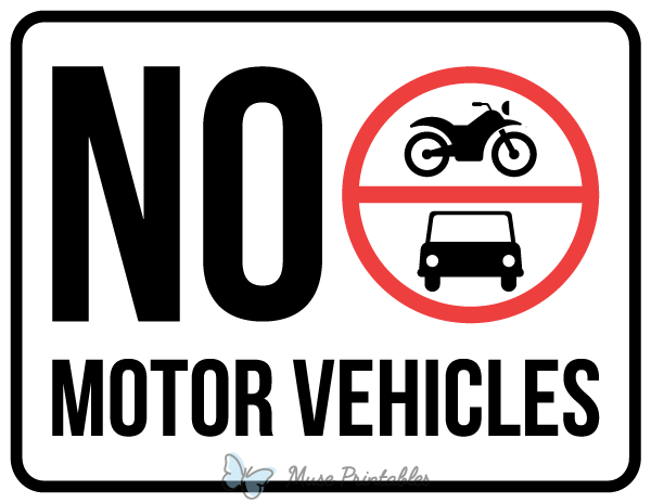 No Motor Vehicles Sign