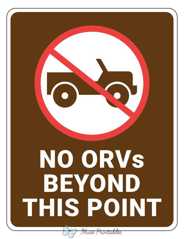 No Orvs Beyond This Point Campground Sign