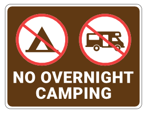 No Overnight Camping Campground Sign