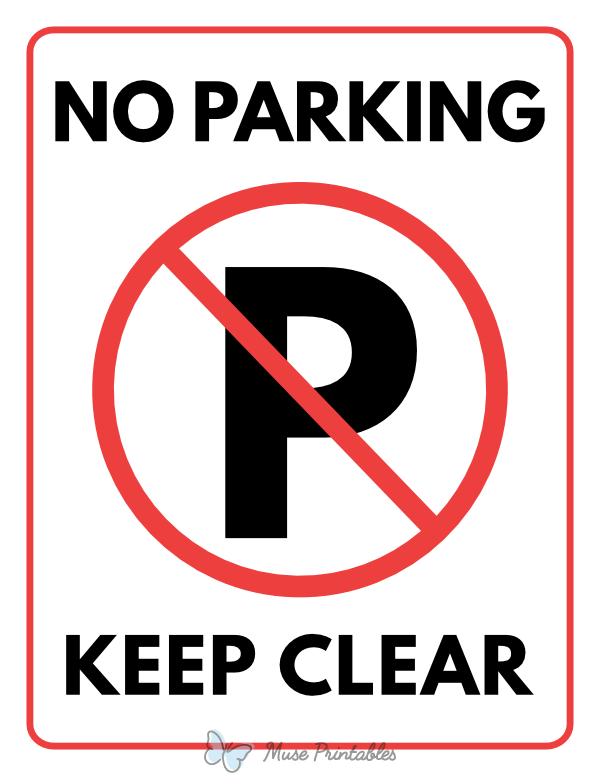 Printable No Parking Keep Clear Sign