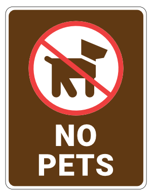 No Pets Campground Sign