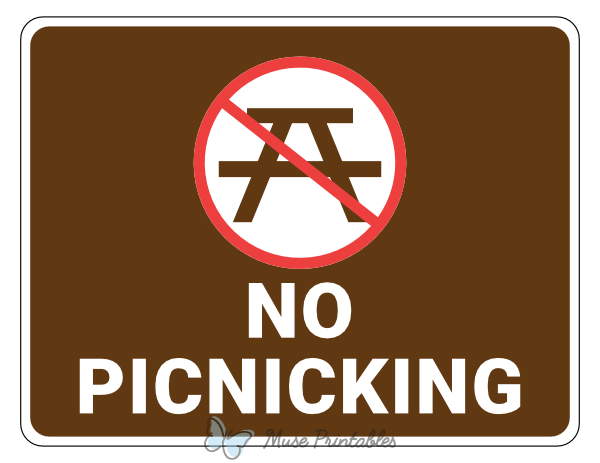 No Picnicking Campground Sign