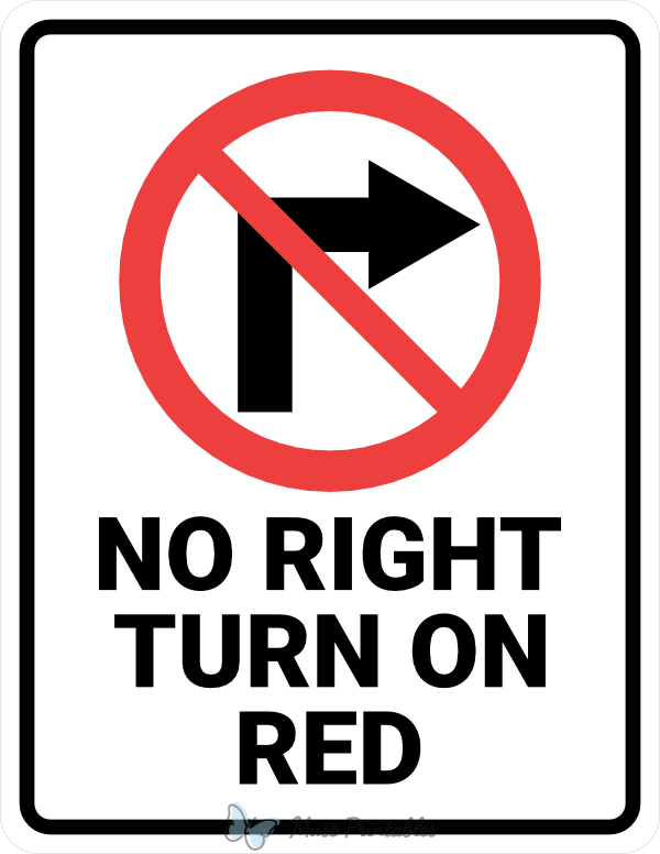 No Right Turn on Red Sign