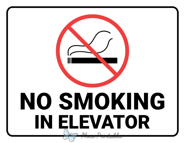 No Smoking In Elevator Sign