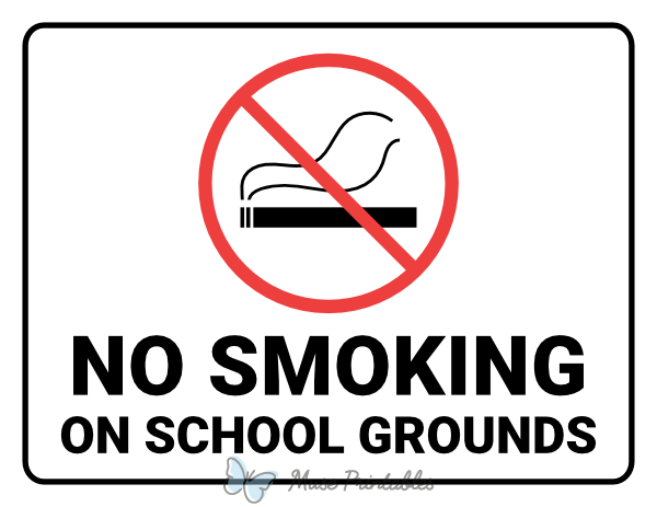 No Smoking on School Grounds Sign