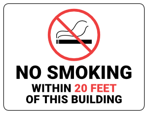 No Smoking Within 20 Feet Sign