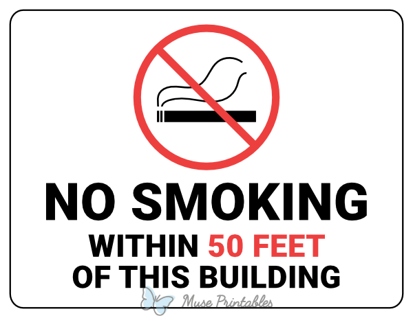 No Smoking Within 50 Feet Sign