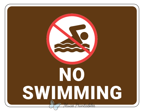 No Swimming Campground Sign