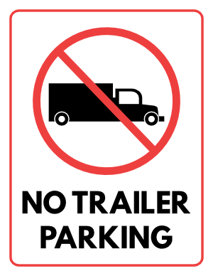 No Trailer Parking Sign