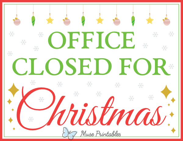 Office Closed for Christmas Sign