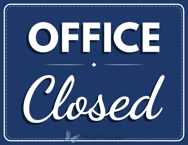 Printable Office Closed Sign