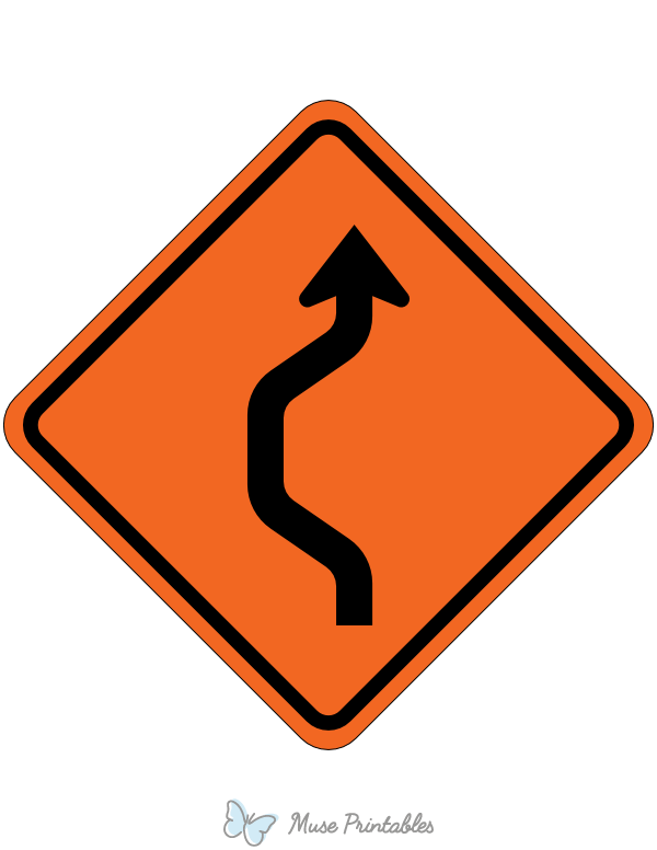 One Lane Double Reverse Curve Left Sign